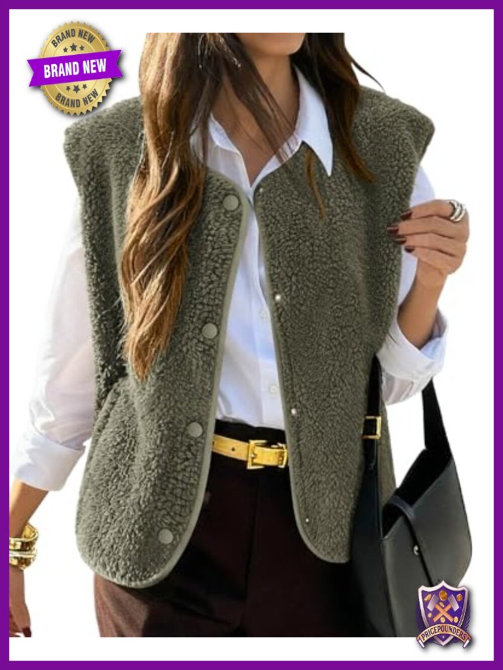 Fleece Vest Sleeveless Button Down Sherpa Jacket Fuzzy Warm Outerwear